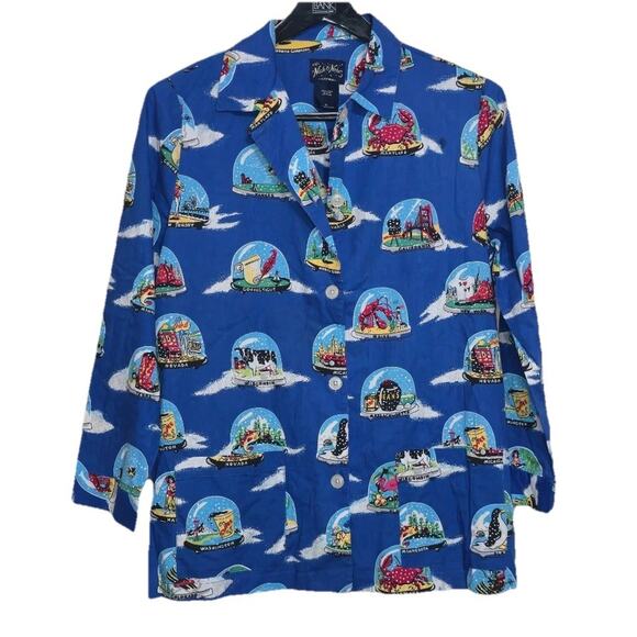 Nick & Nora Pajamas Winter US Snow Globes Top Women Size XL Multi - Picture 1 of 4